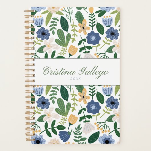 Blue & Green Flower Planner Planer (Vorderseite)