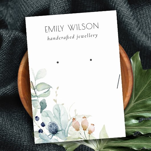 Blue Green Foliage Bunch Oring Necklace Display Visitenkarte