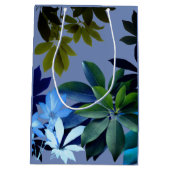 Blue & Green Foliage Custom Gift Bagte Mittlere Geschenktüte (Rückseite)