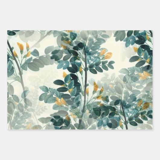 Blue Green Foliage Geschenkpapier Set (Vorderseite 3)