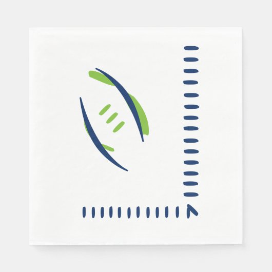 Blue & Green Football Hashmarks Papier Napkins Serviette (Vorderseite)