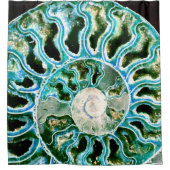 Blue Green Fossil Geode Duschvorhang (Vorderseite)