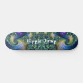 Blue Green Fraktal Art Spirals und Skate Trick Skateboard (Horizontal)