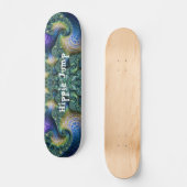 Blue Green Fraktal Art Spirals und Skate Trick Skateboard (Vorderseite)