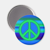 Blue Green Fraktal & Peace Sign Magnet (Vorderseite/Rückseite)