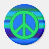 Blue Green Fraktal & Peace Sign Magnet (Vorne)