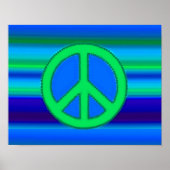 Blue Green Fraktal & Peace Sign Poster (Vorne)