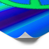 Blue Green Fraktal & Peace Sign Poster (Ecke)