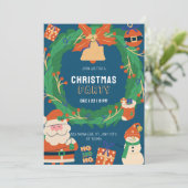 Blue Green Funny Funny Weihnachten Party Einladung (Stehend Vorderseite)