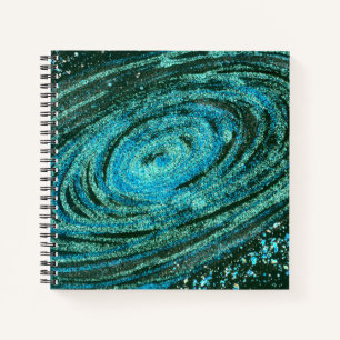 Blue Green Galaxy Notebook Notizblock