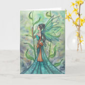 Blue Green Garden Fairy Art von Molly Harrison Karte (Gelbe Blume)
