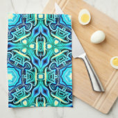 Blue Green Gemustert Kitchen Handtücher (Viertel Falte)
