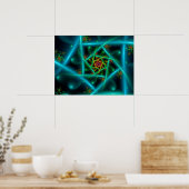 Blue Green Geometric Spiral Poster (Küche)