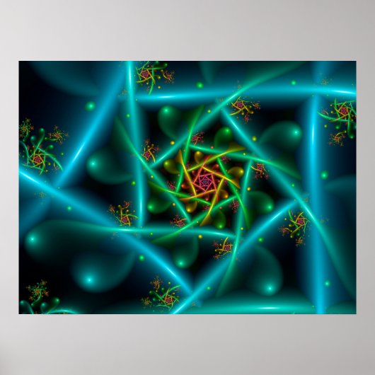 Blue Green Geometric Spiral Poster (Vorne)