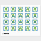 Blue Green Gingham Monogram Personalisiert Sticker (Blatt)
