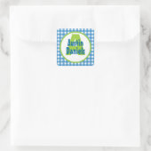 Blue Green Gingham Monogram Personalisiert Sticker (Tasche)