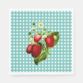 Blue Green Gingham & Strawberries Luncheon Paper Serviette (Vorderseite)