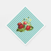 Blue Green Gingham & Strawberries Luncheon Paper Serviette (Ecke)