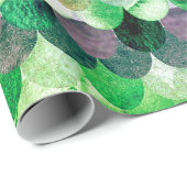 Blue Green Girly Mermaid Fish Scales Geschenkpapier (Rolleneckpunkt)