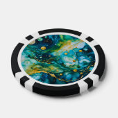Blue Green Gold Alcohol Ink Cosmos Pokerchips (Einzeln)