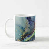 Blue Green Gold Alkohol Tinte Liquid Abstrakt Art Kaffeetasse (Links)