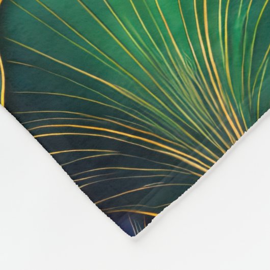 Blue Green Gold Art Deco Geometric Design Fleecedecke (Ecke)