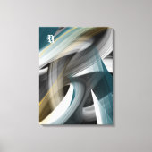 Blue Green Gold Black White Gray Abstract Leinwanddruck (Vorderseite)