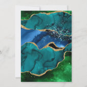 Blue & Green & Gold Glitzer Peacock Agate Wedding Einladung (Rückseite)