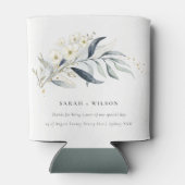 Blue Green Gold Leafy Botanical Floral Wedding Dosenkühler (Rückseite)