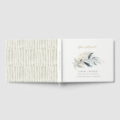 Blue Green Gold Leafy Botanical Floral Wedding Gästebuch (Voll)