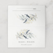 Blue Green Gold Leafy Botanical Floral Wedding Platzkarte (Außenseite Aufgefaltet)