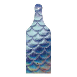 Blue Green Gold Mermaid Scales Holographic Glass Schneidebrett