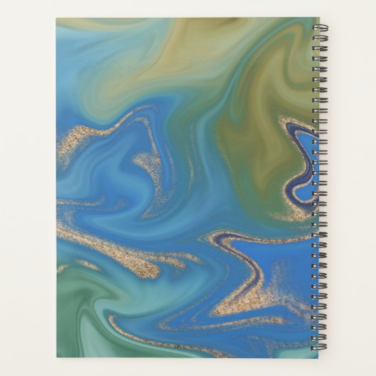 Blue Green & Gold Moderne Abstrakte Monogram Plane Planer (Rückseite)