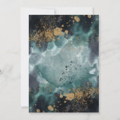 Blue Green Gold Paint Agate Beach Hochzeitsdusche Einladung (Rückseite)