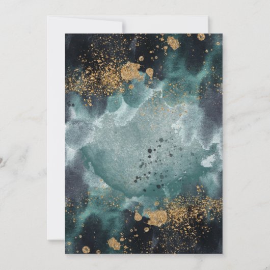 Blue Green Gold Paint Agate Brunch und Bubbly Einladung (Rückseite)