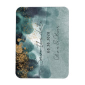 Blue Green Gold Paint Agate Wedding Save the Date Magnet (Vertikal)