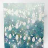 Blue Green Gold Rustic Chic Forest Wedding Dreifach Gefaltete Einladung (Innen Erste Seite)