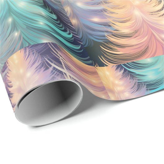 Blue Green Gold Trees Moderne Weihnachten Geschenkpapier (Rolleneckpunkt)