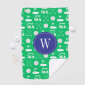 Blue & Green Golf Monogram Golfhandtuch (Insitu)