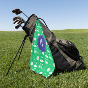 Blue & Green Golf Monogram Golfhandtuch