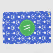 Blue & Green Golf Monogram Golfhandtuch (Horizontal)