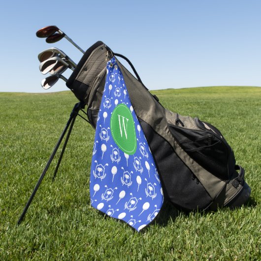 Blue & Green Golf Monogram Golfhandtuch (Gras)