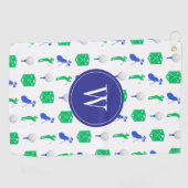 Blue & Green Golf Monogram Golfhandtuch (Horizontal)