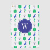 Blue & Green Golf Monogram Golfhandtuch (Vorderseite)