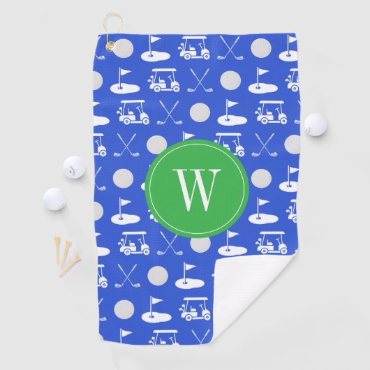 Blue & Green Golf Monogram Golfhandtuch (Insitu)