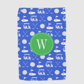 Blue & Green Golf Monogram Golfhandtuch (Vorderseite)