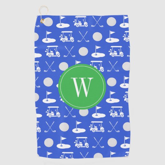 Blue & Green Golf Monogram Golfhandtuch (Vorderseite)