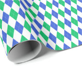 Blue & Green Golf Raute Geschenkpapier (Rolleneckpunkt)