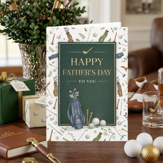 Blue Green Golf Theme Happy Father's Day Karte