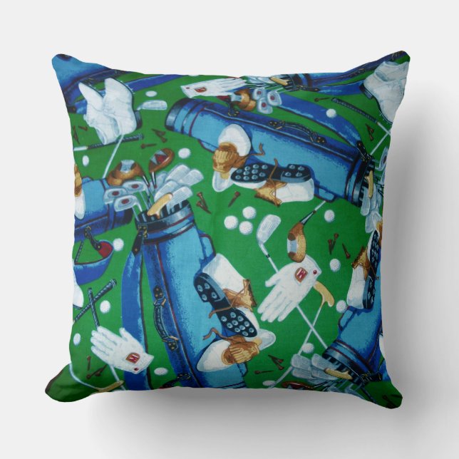 Blue & Green Golfing Kissen (Vorderseite)